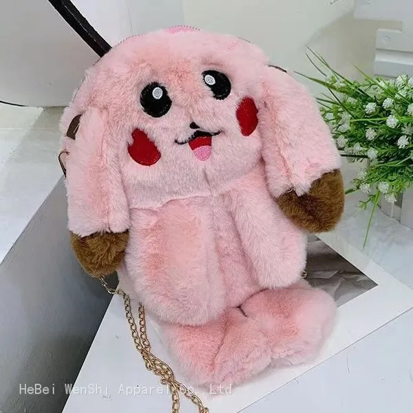 024Plush Bag Cute Bunny One Shoulder Diagonal Bag Plush Bag Children's Wholesale School Bag Cartoon Panda Bag photo-2