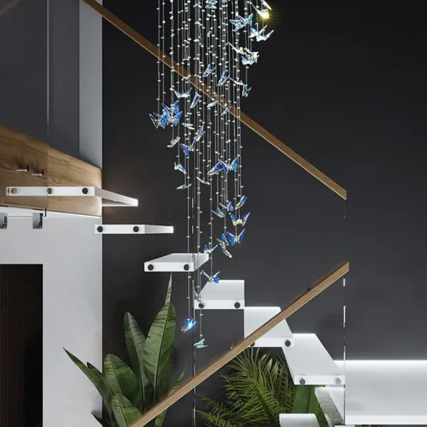 Modern Luxury Butterfly Crystal Raindrop Chandelier Artdecolite Lighting