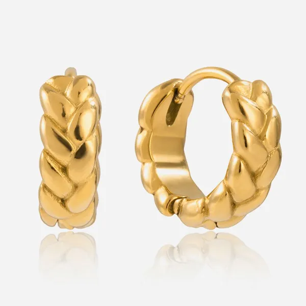 Heart-Shaped Stainless Steel Earrings With Peach Hammer Pattern - Romantic Design