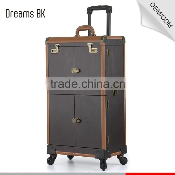 3 in 1 OEM PVC Cosmetic Makeup Case Wholesale Trolley Case With 4 Wheels photo-3