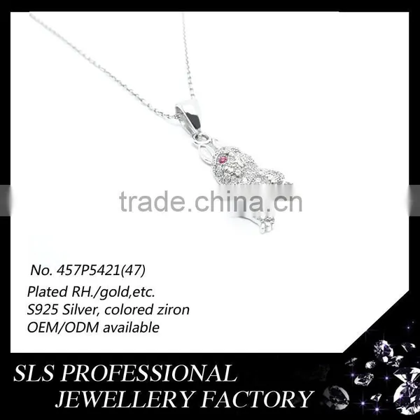 Fashion and Cute Necklace Pendant Rabbit With a Heart in Hand Zircon Prong 925 Silver Jewelry Pendant in Guangzhou Wholesale photo-2