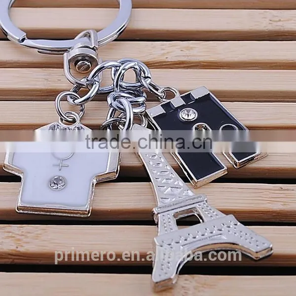 Wholesale Alloy String Clothes & Pants Pattern Eiffel Tower T-shirt Keychain photo-6