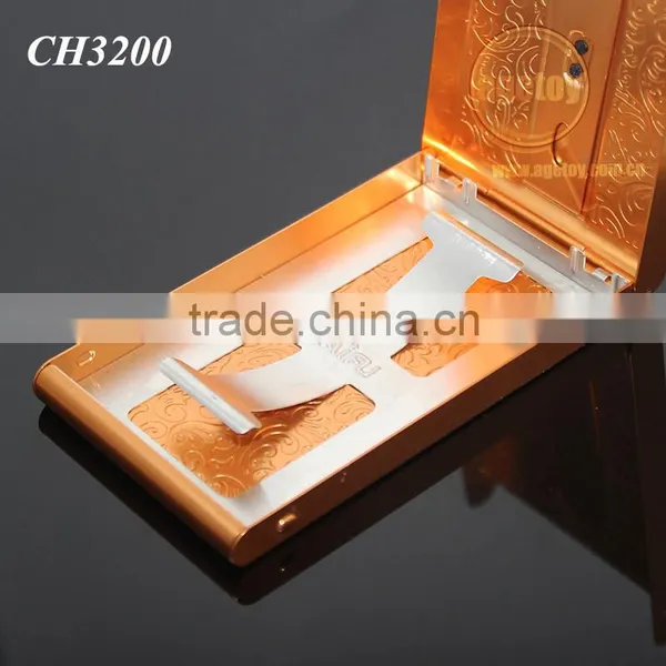 Push Up Push Down Button Folding Anodizing Gold Aluminum Knurling Business Metal Automatic Card Holder photo-3