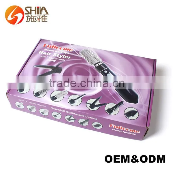 8 In 1 Professional Hot Pink Infrared Hair Dryer Straightener Curler With Air Styler Brush Set photo-3