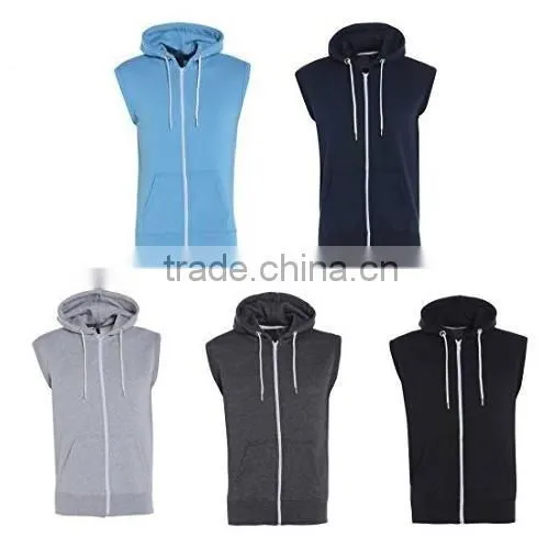 Awsome Design Multi Color Plain Custom Sleeveless Hoodies photo-2