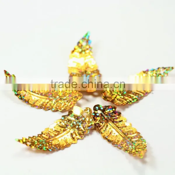 Golden Bulk Color Loose Sequin in Leaf Shape in 2014 New Design photo-3