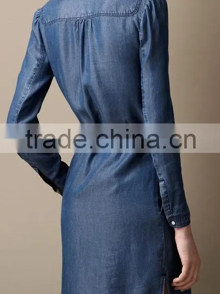 2015 Fashion High Quality Fashion Brand Woman Casual One Piece Demin Jeans Dress Latest Fashion Long Sleeve Dress Quality Choice photo-2