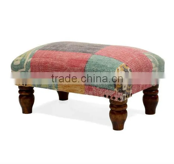 Natural Fibres Colorful Wooden Stool