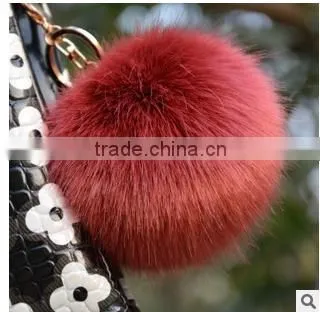 100% Cute Genuine Fox Fur Ball for Keychain Bag Car Accessories photo-2