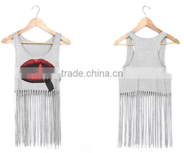 Big Mouth Printed Lady Blouse & Top Wholesale Tank Top Women photo-4