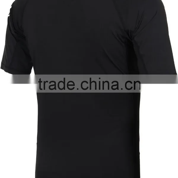 92% Polyester 8% Spandex (Lycra) Crew Neck Short Sleeve Black Compression Shirt / Rash Guard With Sublimated photo-2