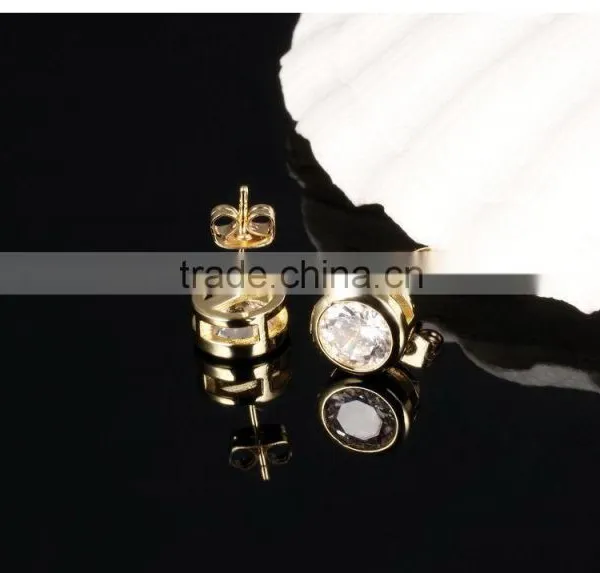 2016 New Wholesale Fashion Jewelry Ladies Earrings Designs Clear Crystal Gold Earring photo-3