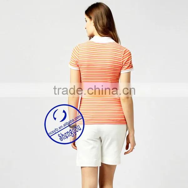100 Cotton Yarn Dyed Women Polo Shirt Manufactures in China photo-3