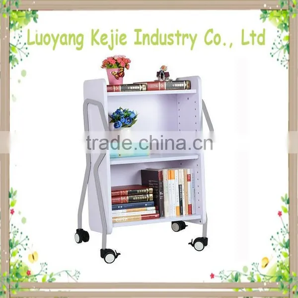 2016 Newest Design Acrylic Book Cart With Wheel Library Mobile Book Vehicles 3-layer Book Cart