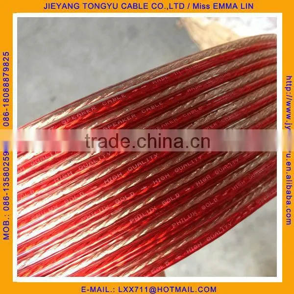Transparent Red Copper Speaker Wire 2x1.5mm Speaker Cable