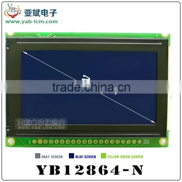 Parallel Graphic Lcd 128x64, STN Positive Graphical Lcd Display,5v,yellow-green Led Backlight. photo-3