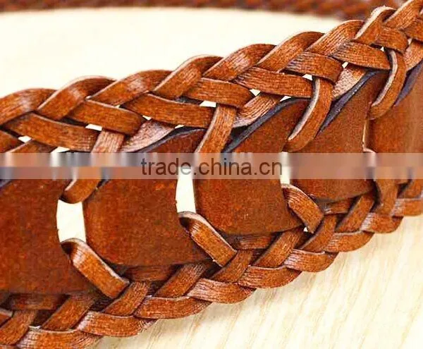 2015 Hot Design Lady Belts Brown Fashion Braided Leather Belt photo-5
