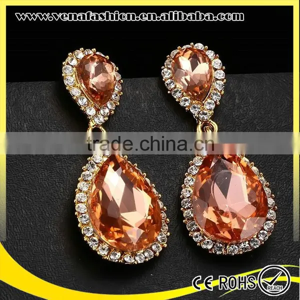 Peacock Color Good Quality Colorful Artificial Crystal Women Earrings photo-6