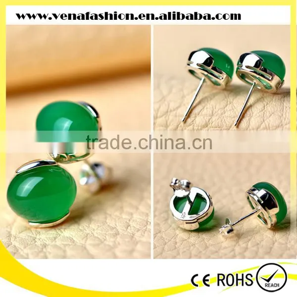 Colored Natural Ruby Agate Opal Single Stone Earring Designs photo-6