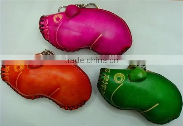 Chinese Handmade Animal Shape Genuine Leather Zip Coin Purse photo-3