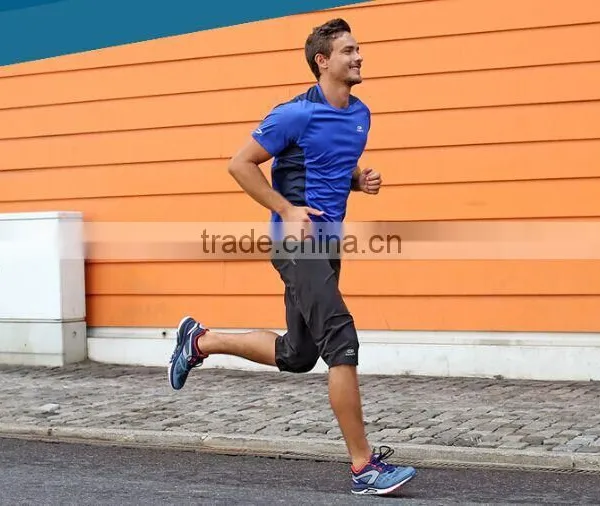 Mens Spring Autumn Short Sleeve Contrasted Running Shirt Lime photo-2