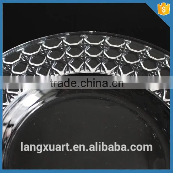 LXHY-T039 Hand Pressed Crystal Glass Cheap Oneycomb Wholesale Bulk Dinner Plate photo-5
