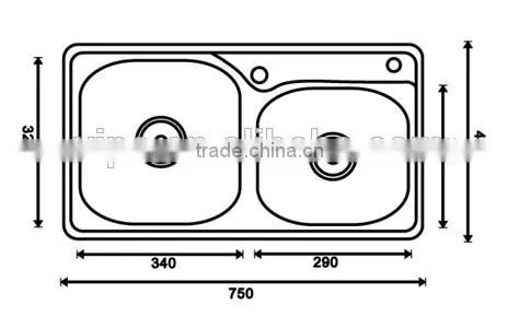 Top-Mount / Drop In Stainless Steel Double Bowl Kitchen Sink T101 photo-2