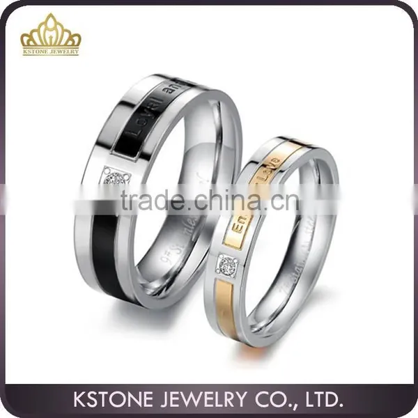 KSTONE 2015 316l Stainless Steel Couple Diamond Engagement Ring, Wedding Ring Couple Ring