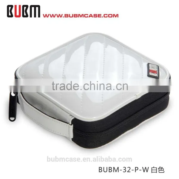 White BUBM 32 Capacity PU Leather Cover CD Case CD Box DVD Case CD-ROM Holder Car Disc Case photo-3