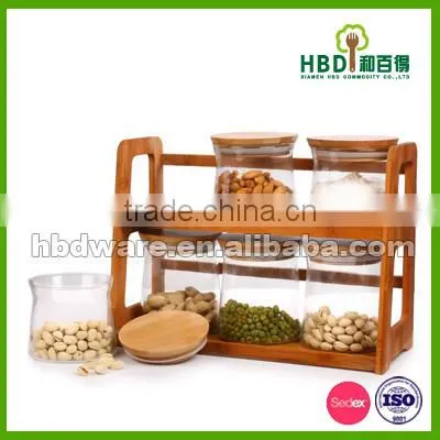 Glass Canister With Bamboo Rack Wholesale photo-3