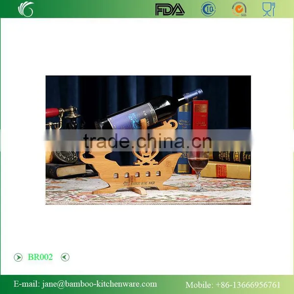 Bamboo Wine Rack Wine Holder Single Bottle Holder Pirate Ship photo-2