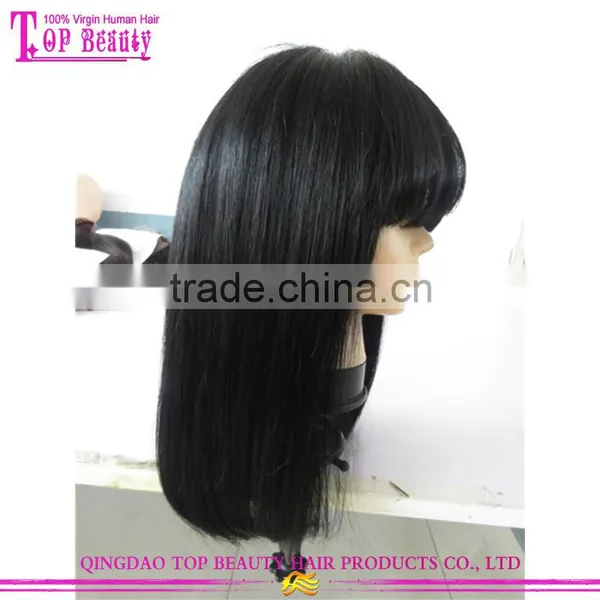 New Beauty Good Feedback Cheap Bob Human Hair Full Lace Wigs With Bangs photo-4