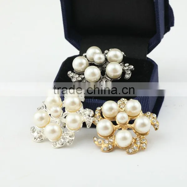 Flower Shape Decorative Vintage 888Crystal Rhinestone Button With Plastic Pearl for Wedding Bouquet photo-5