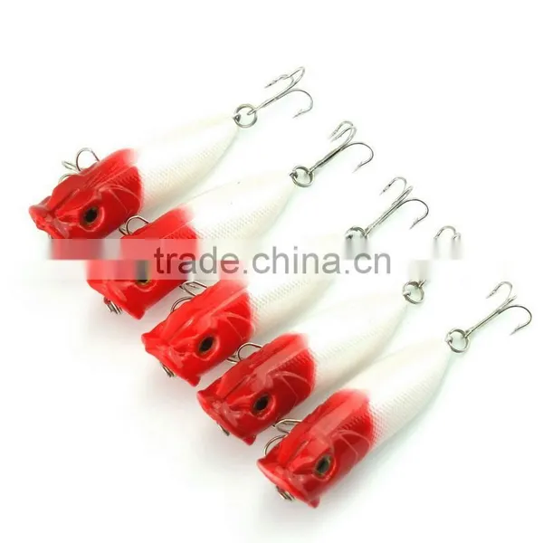 5pcs Plastic Popper Fishing Lures Bass CrankBaits Hooks Tackle 6.5cm/11.8g photo-4
