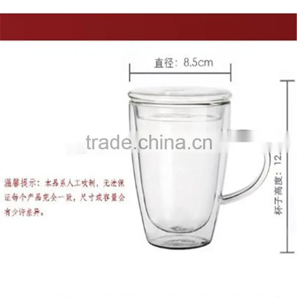 Hand-made Heat Resistant Double Wall Borosilicate Glass Cup With Handle Manufacturers Selling photo-4