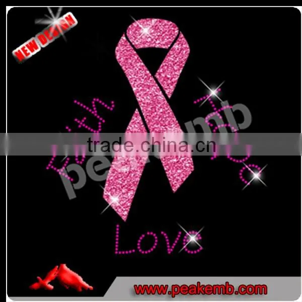 Bling Ironon Glitter Transfer I Stare Because I Care Pink Rhinestone Transfer Breast Cancer Motif photo-3