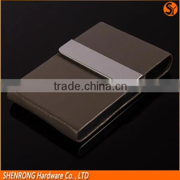 Office Unisex Magnetic Llid Leather Bussiness Name Card Box Holder Name Card Case Organizer Black and Brown photo-4