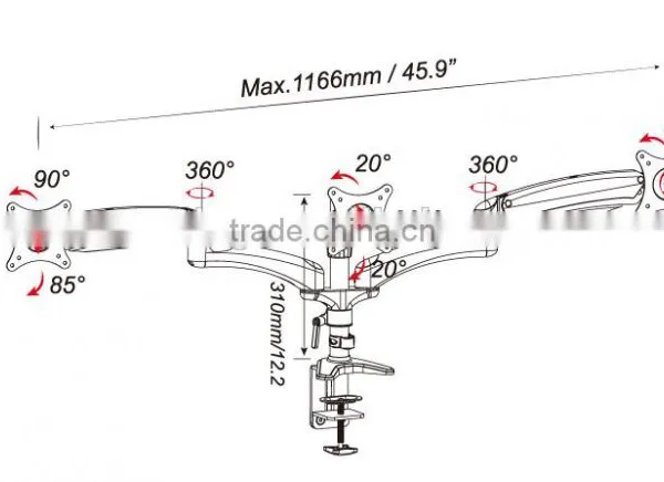 Desk Clamp and Grommet Gas Spring LCD Triple Monitor Mount photo-3