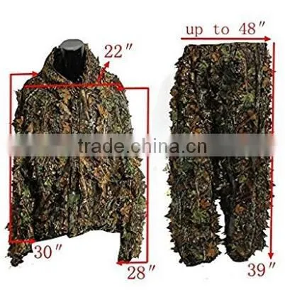 Woodland Camo Ghillie Suit 3D Camouflage Jungle Hunting Clothing Set photo-4