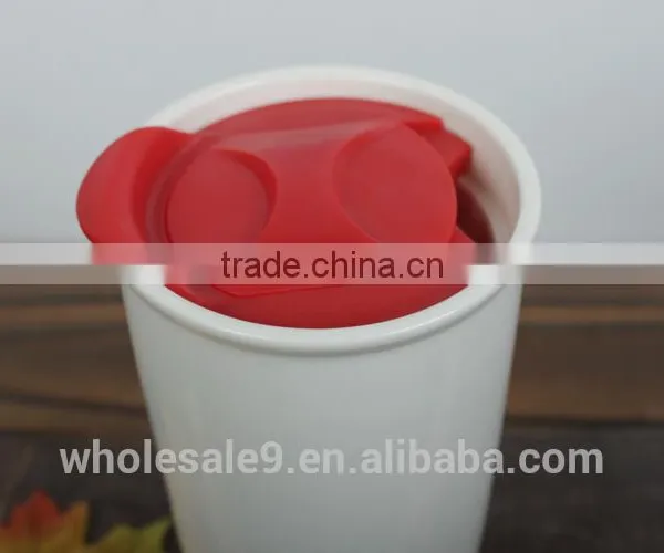 12oz Double Wall Ceramic Traveler, Ceramic Coffee Mug Tumbler photo-2