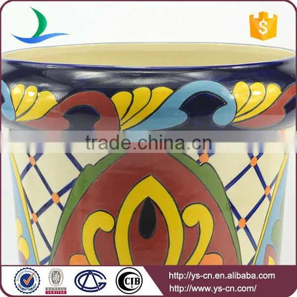 YSfp0001-01 Morden Vintage Hand Print Ceramic Flower Pot photo-4