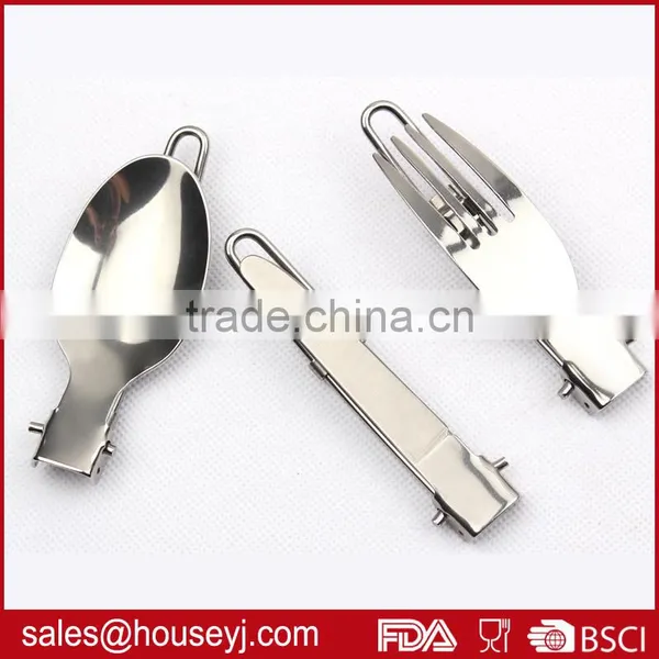 Folding Camping Tool Portable Stainless Steel Fork Outdoor Tableware Spoon & Knife Picnic photo-2