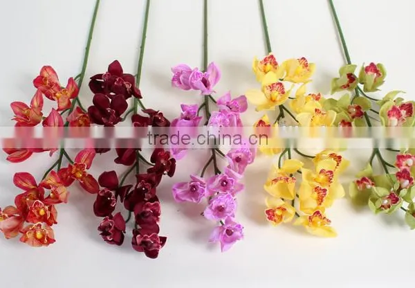SJ10111098 Artificial Silk Cymbidium Flowers/decorative Fabic Orchids photo-6