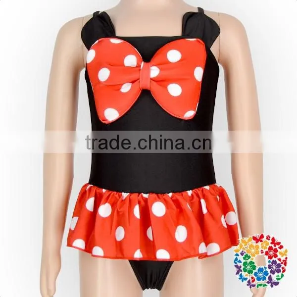 Adorable Black Red Cartoon Kids Girls Swimwear Bikini photo-3