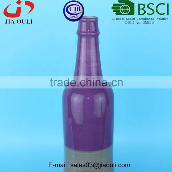 BSCI Audit Factory Unique Design Home Decor Wine Bottle Shape Ceramic Vase, Tall Decorative Vase photo-2