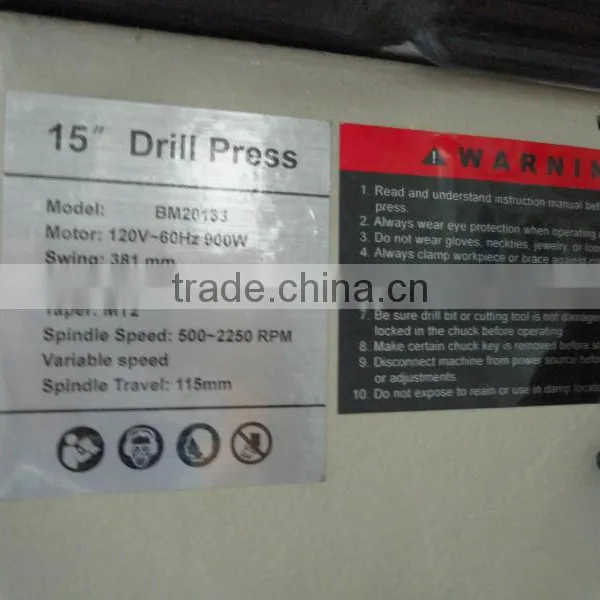 15" Variable Speed Drill Press With Dual Working Tables BM20133 NEW!! photo-5