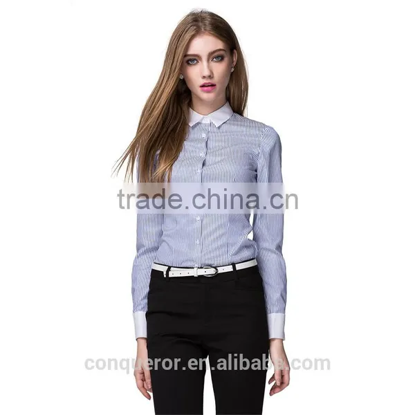 Made to Measure Slim Fit Cotton Dress Shirt for Elegant Business Lady photo-3