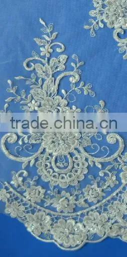 Factory Hot Sales African Lace Beaded Fabric for Wedding Dresses photo-4