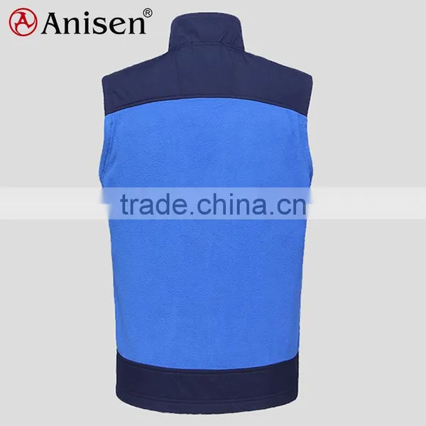 Bulk Wholesale Windbreaker Panel Fleece Polyester Men Vest photo-2