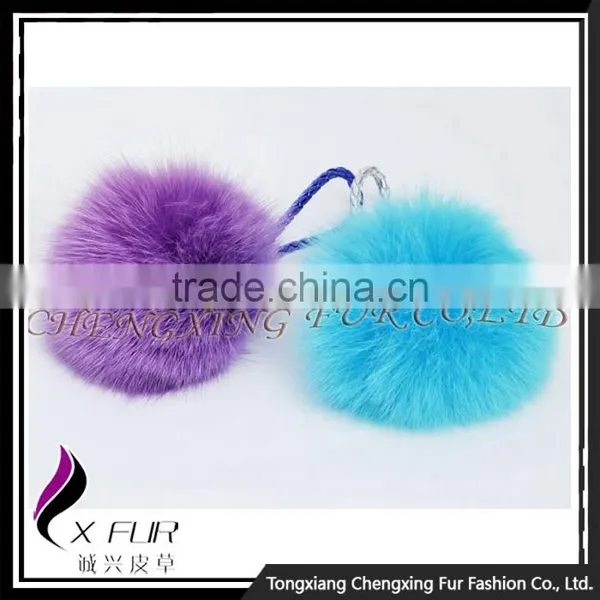 CX-P-23A Wholesale MIXED COLOUR Genuine Fox Fur Ball/ Fur Pom Pom Key Chains photo-3